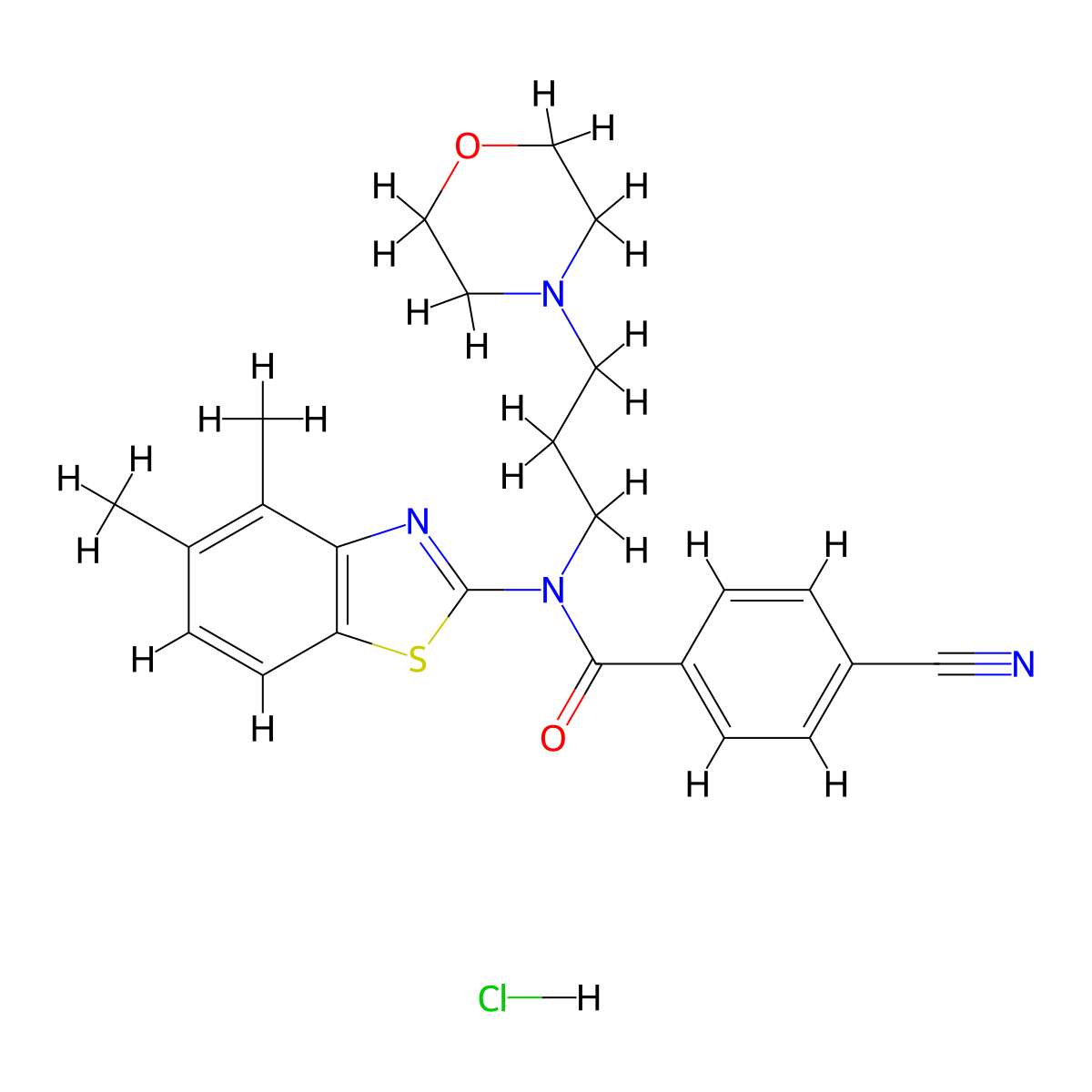 4-cyano-N-(4,5-dimethylbenzo[d]thiazol-2-yl)-N-(3-morpholinopropyl)benzamide hydrochloride molecular structure, CAS 1215477-56-7