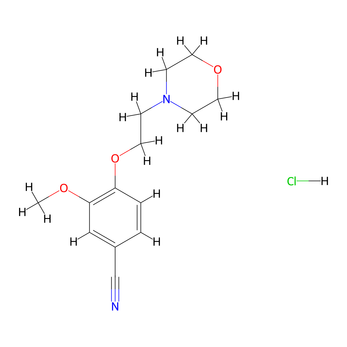 3-Methoxy-4-[2-(morpholin-4-yl)ethoxy]benzonitrile hydrochloride molecular structure, CAS 1215477-77-2