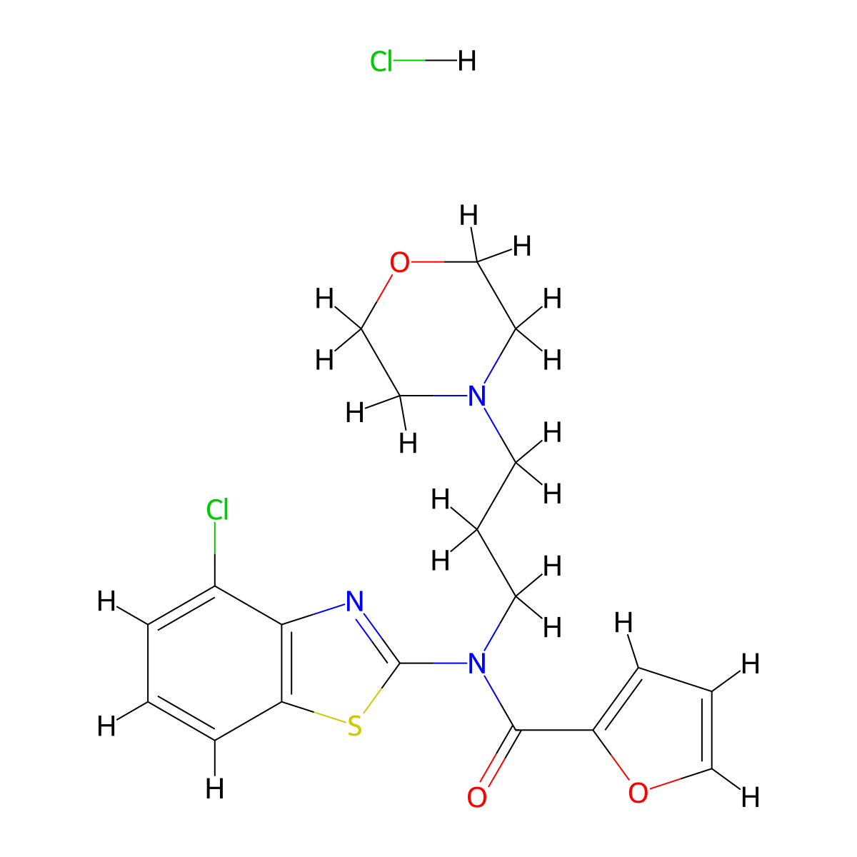 N-(4-chlorobenzo[d]thiazol-2-yl)-N-(3-morpholinopropyl)furan-2-carboxamide hydrochloride molecular structure, CAS 1215479-94-9