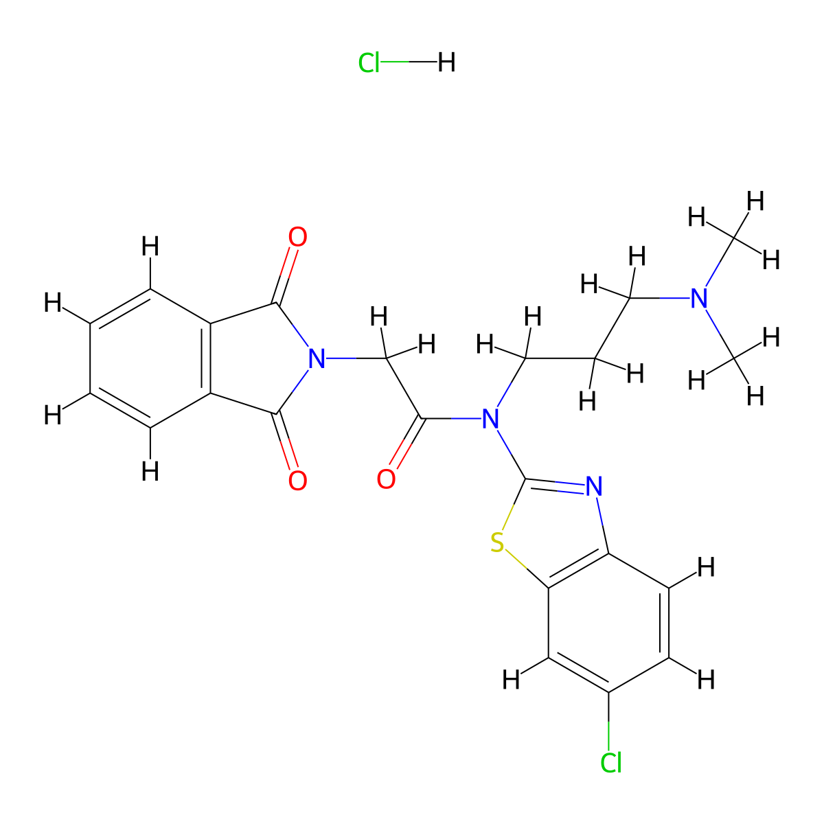 N-(6-chlorobenzo[d]thiazol-2-yl)-N-(3-(dimethylamino)propyl)-2-(1,3-dioxoisoindolin-2-yl)acetamide hydrochloride molecular structure, CAS 1215480-59-3