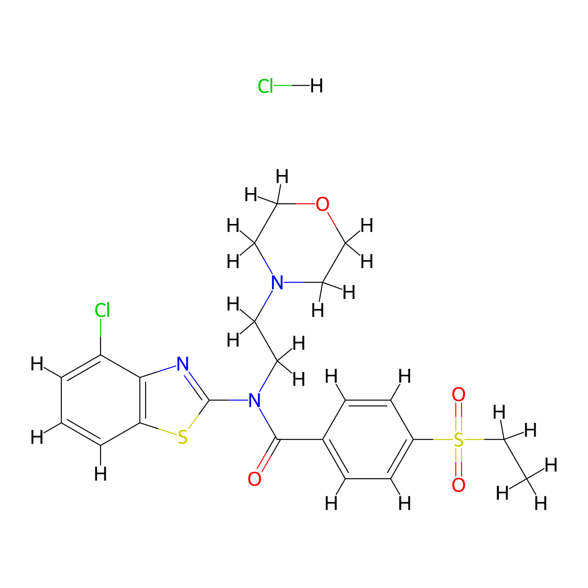 N-(4-chlorobenzo[d]thiazol-2-yl)-4-(ethylsulfonyl)-N-(2-morpholinoethyl)benzamide hydrochloride molecular structure, CAS 1215481-85-8