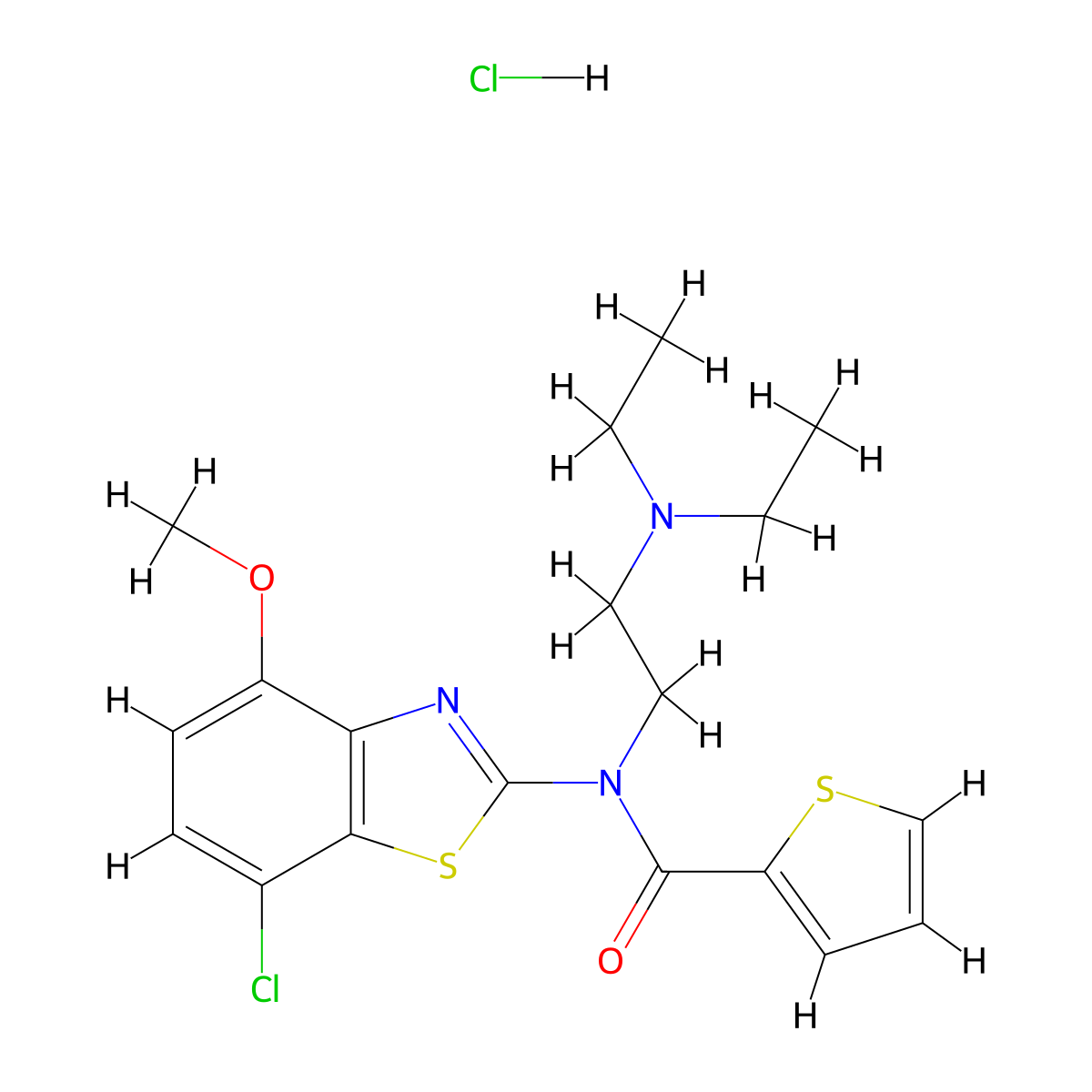 N-(7-chloro-4-methoxybenzo[d]thiazol-2-yl)-N-(2-(diethylamino)ethyl)thiophene-2-carboxamide hydrochloride molecular structure, CAS 1215483-06-9