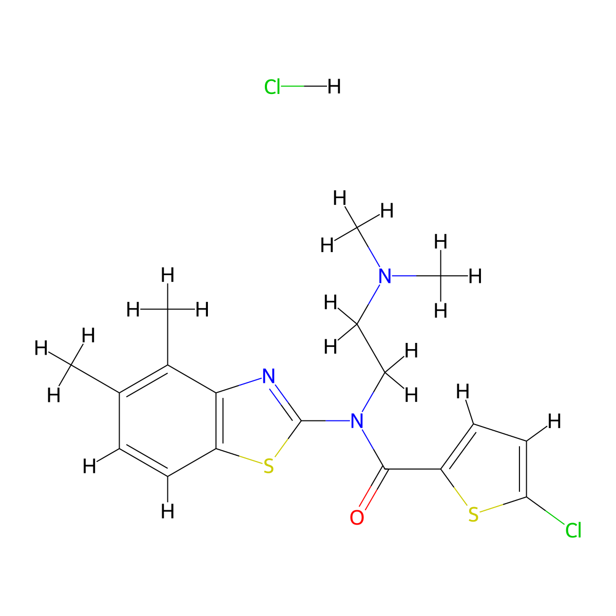 5-chloro-N-(2-(dimethylamino)ethyl)-N-(4,5-dimethylbenzo[d]thiazol-2-yl)thiophene-2-carboxamide hydrochloride molecular structure, CAS 1215483-44-5