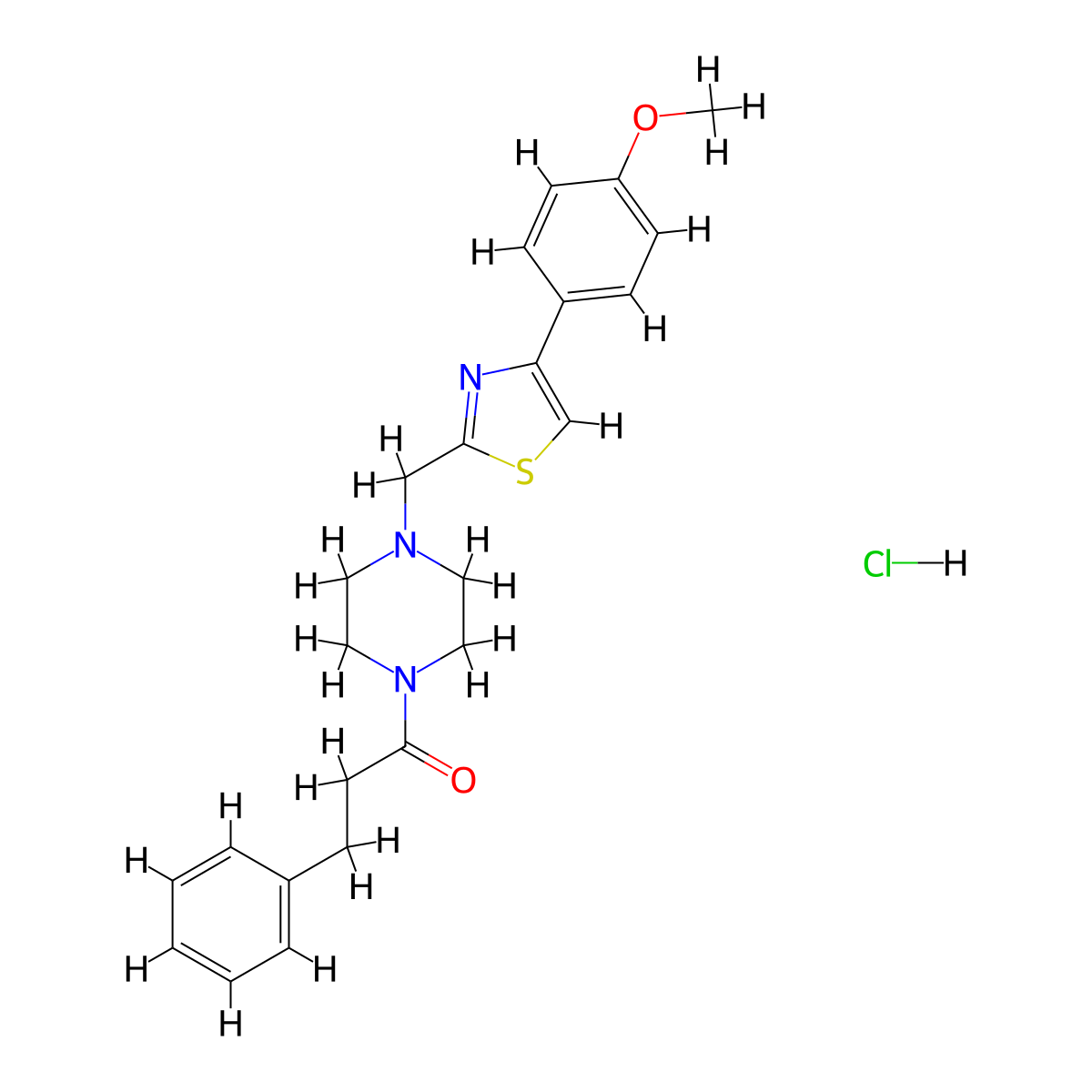 1-(4-((4-(4-Methoxyphenyl)thiazol-2-yl)methyl)piperazin-1-yl)-3-phenylpropan-1-one hydrochloride molecular structure, CAS 1215483-59-2
