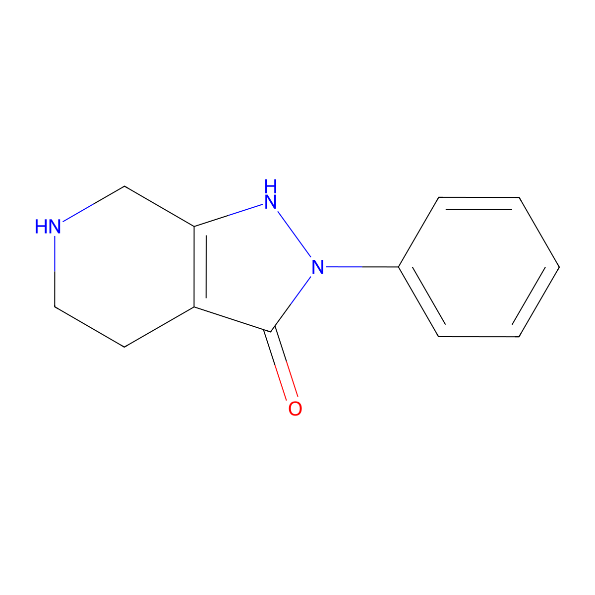 2-Phenyl-4,5,6,7-tetrahydro-1H-pyrazolo[3,4-c]pyridin-3(2H)-one molecular structure, CAS 1215484-85-7