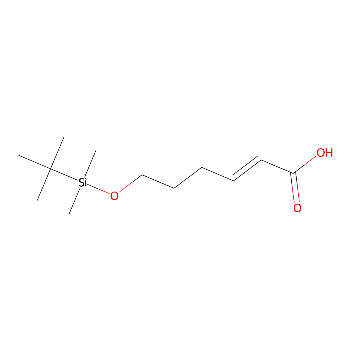 (E)-6-(tert-butyldimethylsilyloxy)hex-2-enoic acid molecular structure, CAS 1215493-86-9