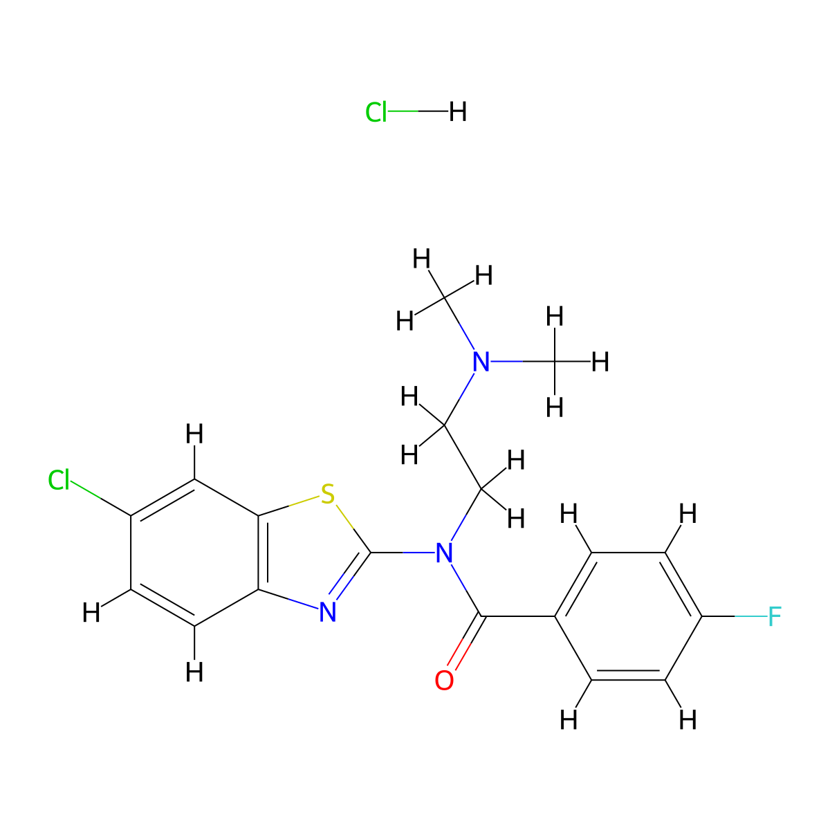 N-(6-Chloro-1,3-benzothiazol-2-YL)-N-[2-(dimethylamino)ethyl]-4-fluorobenzamide hydrochloride molecular structure, CAS 1215494-64-6
