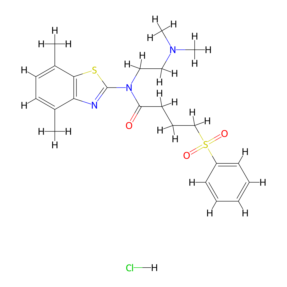 N-(2-(dimethylamino)ethyl)-N-(4,7-dimethylbenzo[d]thiazol-2-yl)-4-(phenylsulfonyl)butanamide hydrochloride molecular structure, CAS 1215501-07-7