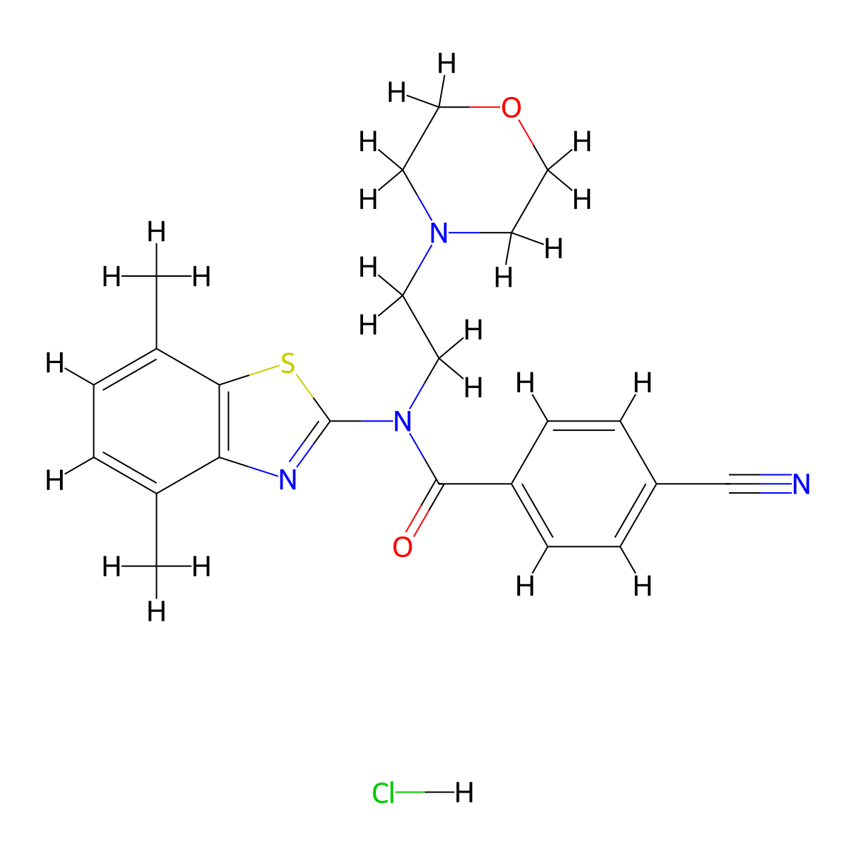 4-cyano-N-(4,7-dimethylbenzo[d]thiazol-2-yl)-N-(2-morpholinoethyl)benzamide hydrochloride molecular structure, CAS 1215502-56-9