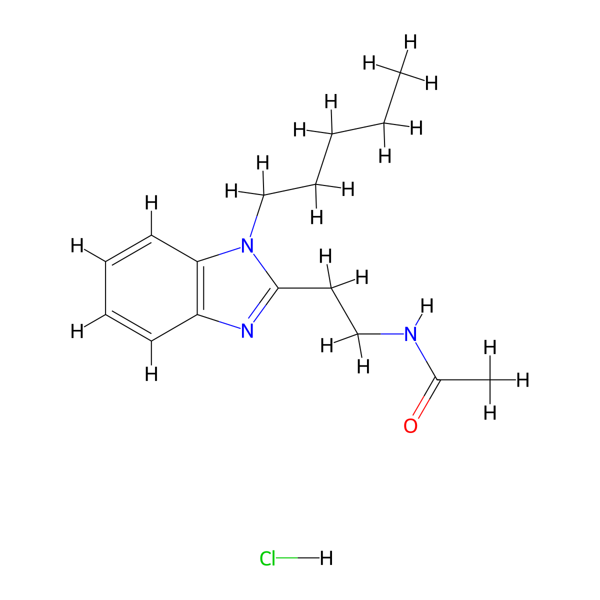 N-(2-(1-pentyl-1H-benzo[d]imidazol-2-yl)ethyl)acetamide hydrochloride molecular structure, CAS 1215502-60-5