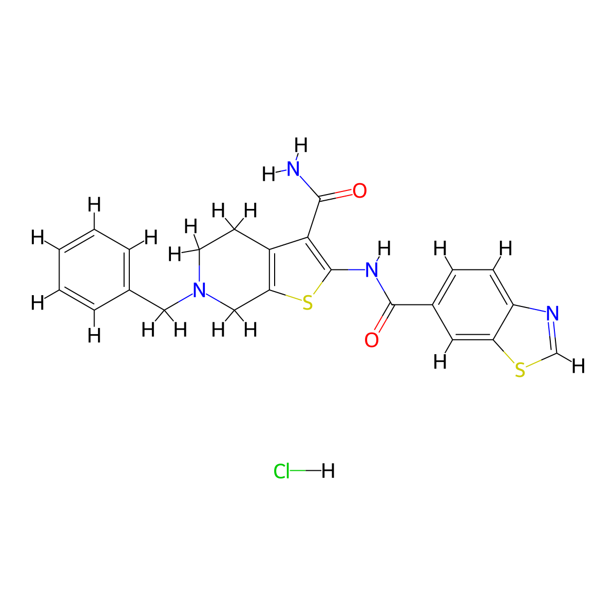 N-(6-benzyl-3-carbamoyl-4,5,6,7-tetrahydrothieno[2,3-c]pyridin-2-yl)benzo[d]thiazole-6-carboxamide hydrochloride molecular structure, CAS 1215503-83-5