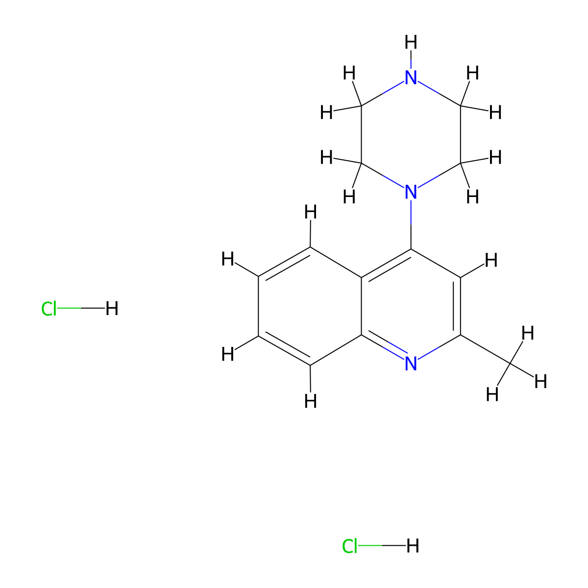 2-Methyl-4-(1-piperazinyl)quinoline dihydrochloride molecular structure, CAS 1215504-19-0