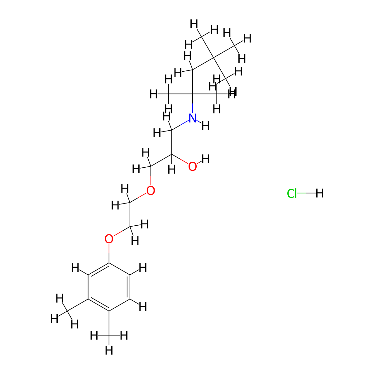 1-(2-(3,4-Dimethylphenoxy)ethoxy)-3-((2,4,4-trimethylpentan-2-yl)amino)propan-2-ol hydrochloride molecular structure, CAS 1215508-24-9