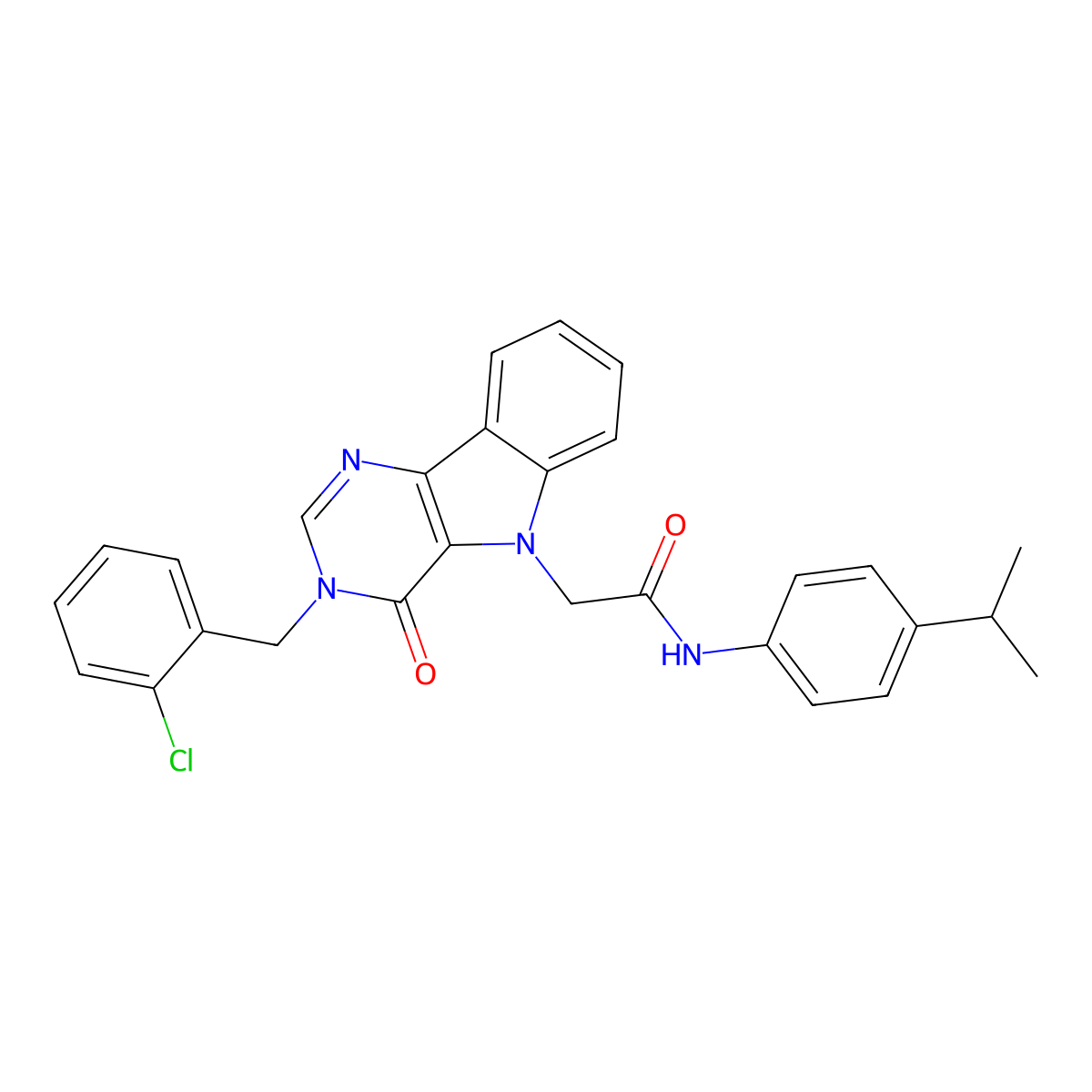 2-(3-(2-chlorobenzyl)-4-oxo-3H-pyrimido[5,4-b]indol-5(4H)-yl)-N-(4-isopropylphenyl)acetamide molecular structure, CAS 1215508-51-2