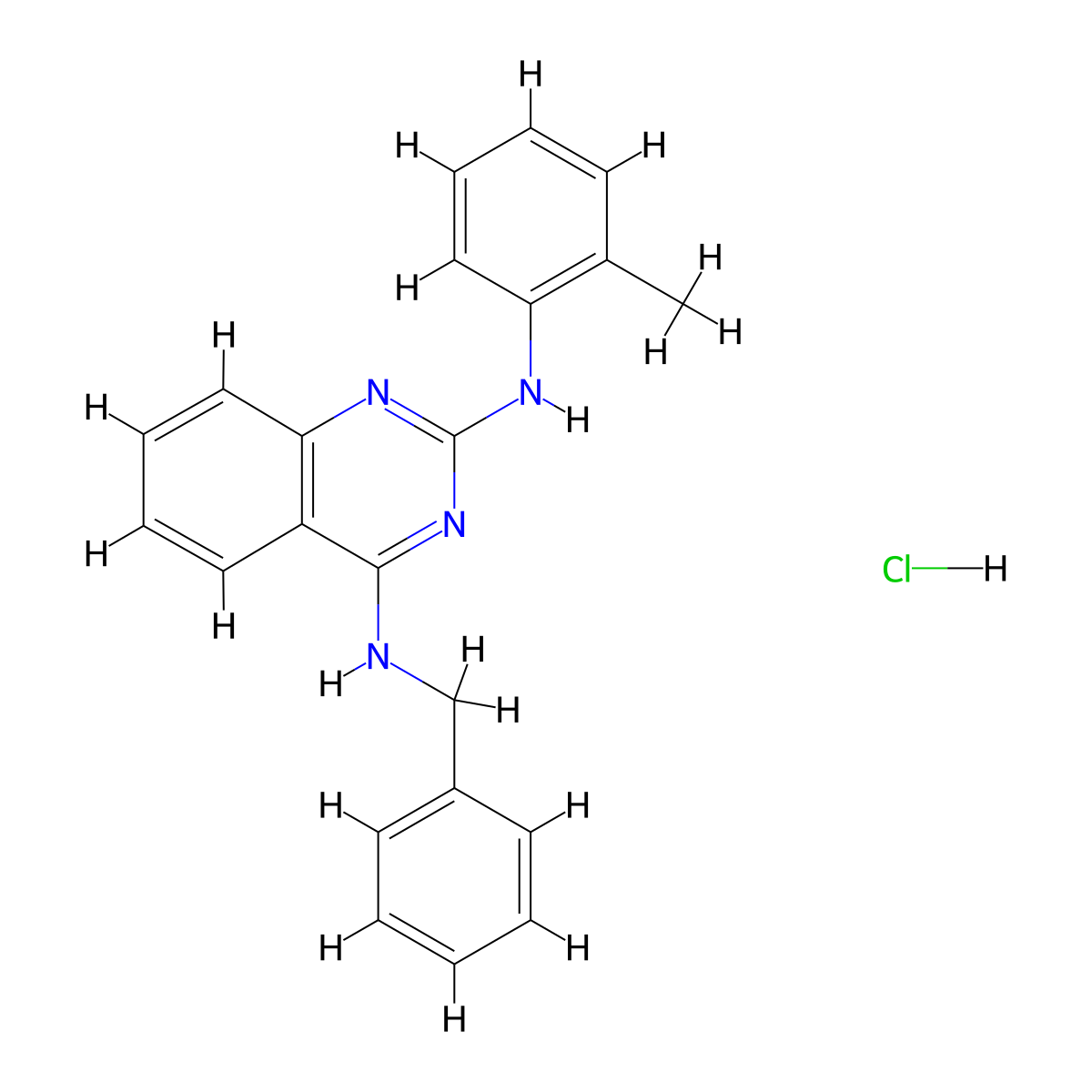 N4-Benzyl-N2-(2-methylphenyl)quinazoline-2,4-diamine hydrochloride molecular structure, CAS 1215514-73-0