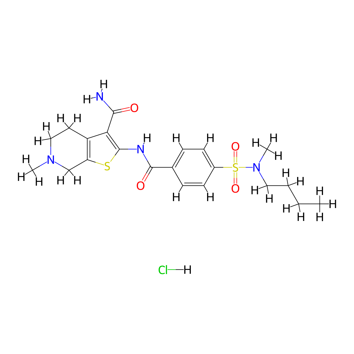 2-(4-(N-butyl-N-methylsulfamoyl)benzamido)-6-methyl-4,5,6,7-tetrahydrothieno[2,3-c]pyridine-3-carboxamide hydrochloride molecular structure, CAS 1215514-80-9