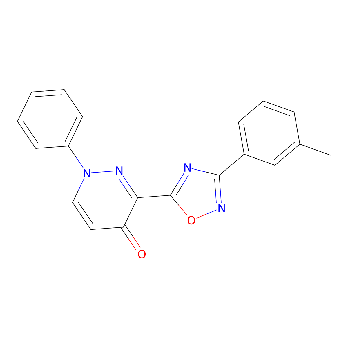 1-phenyl-3-(3-(m-tolyl)-1,2,4-oxadiazol-5-yl)pyridazin-4(1H)-one molecular structure, CAS 1215515-11-9