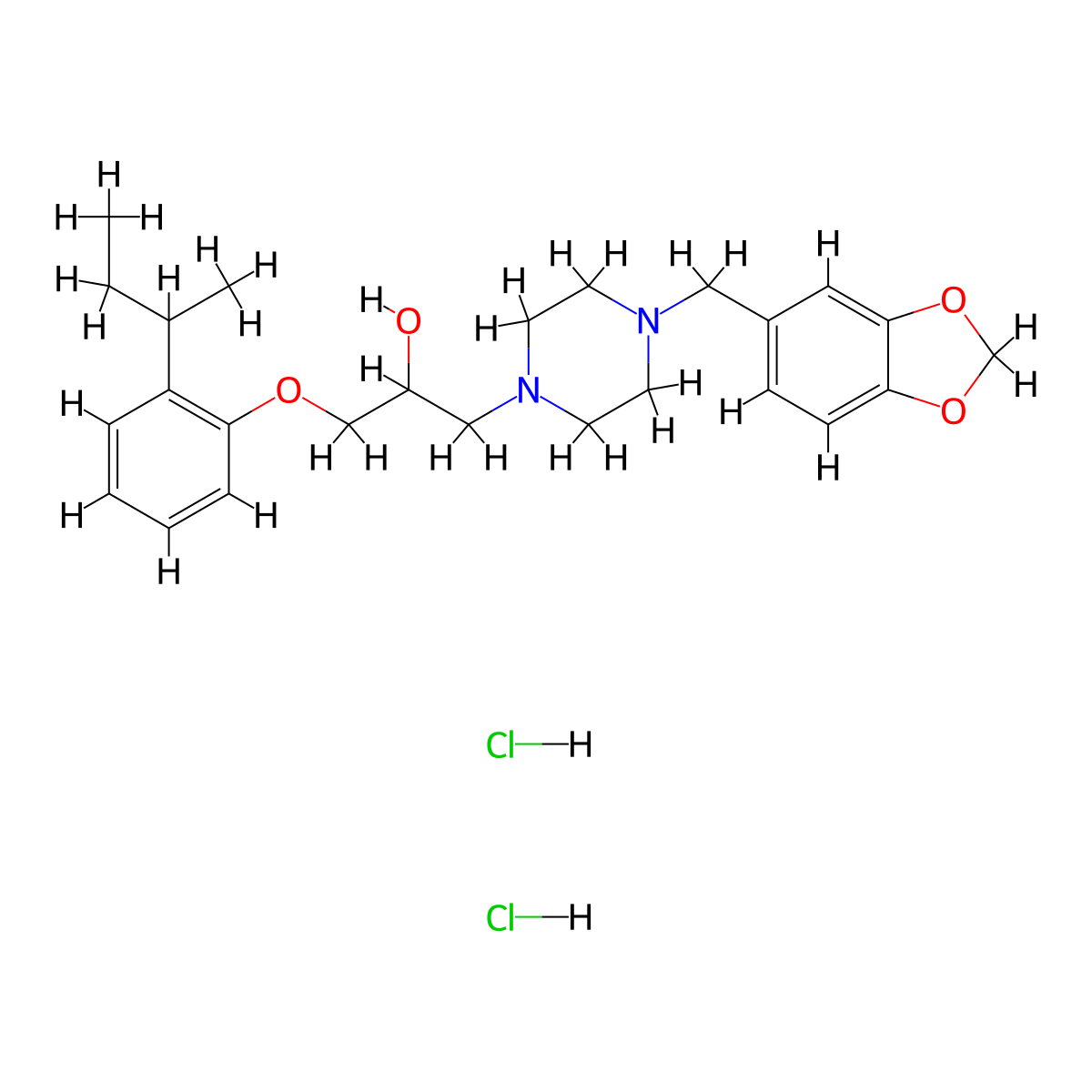 1-(4-(Benzo[d][1,3]dioxol-5-ylmethyl)piperazin-1-yl)-3-(2-(sec-butyl)phenoxy)propan-2-ol dihydrochloride molecular structure, CAS 1215515-89-1