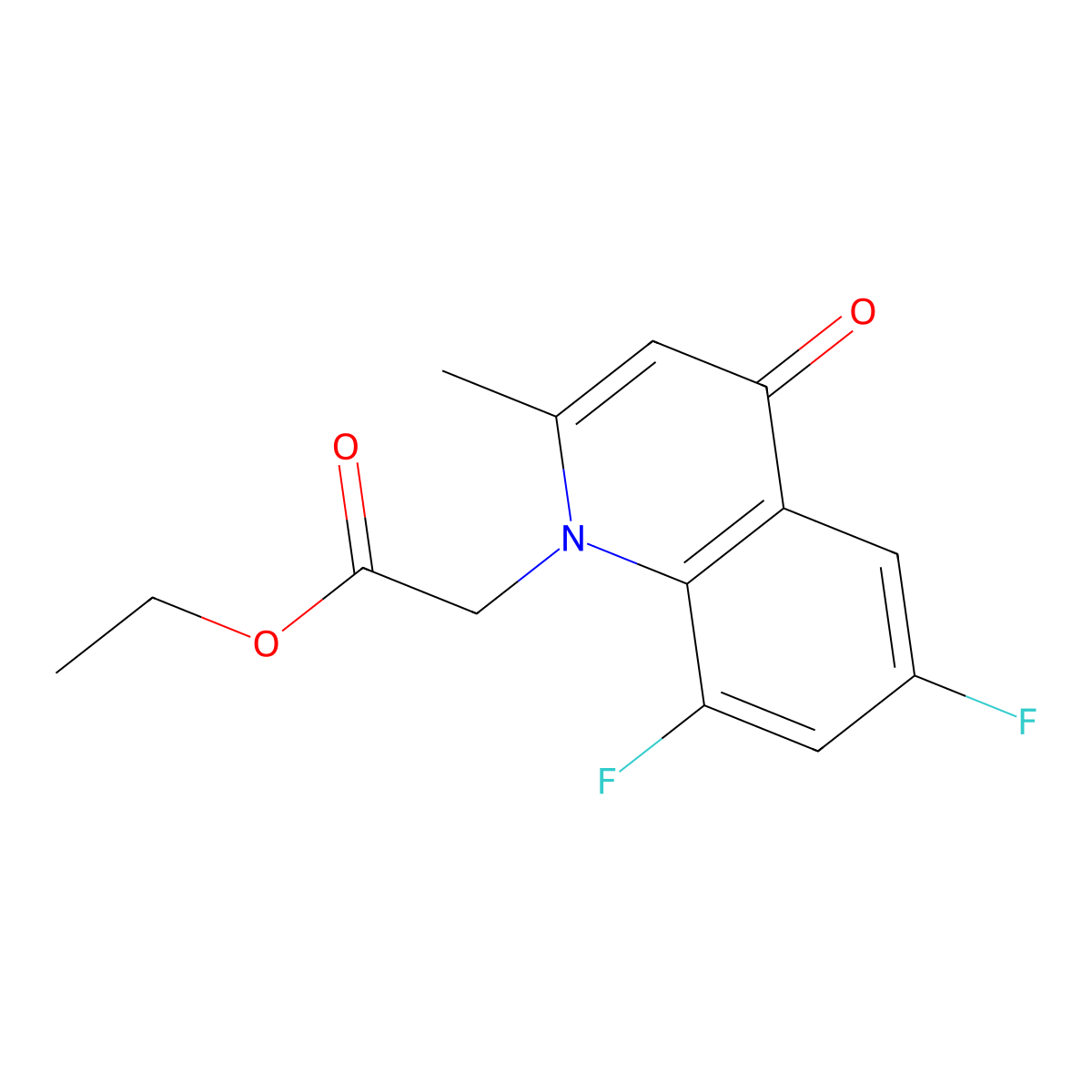 Ethyl 2-(6,8-difluoro-2-methyl-4-oxoquinolin-1(4H)-yl)acetate molecular structure, CAS 1215515-98-2