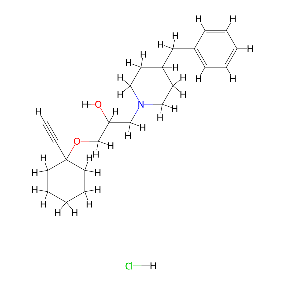 1-(4-Benzylpiperidin-1-YL)-3-[(1-ethynylcyclohexyl)oxy]propan-2-OL hydrochloride molecular structure, CAS 1215516-01-0