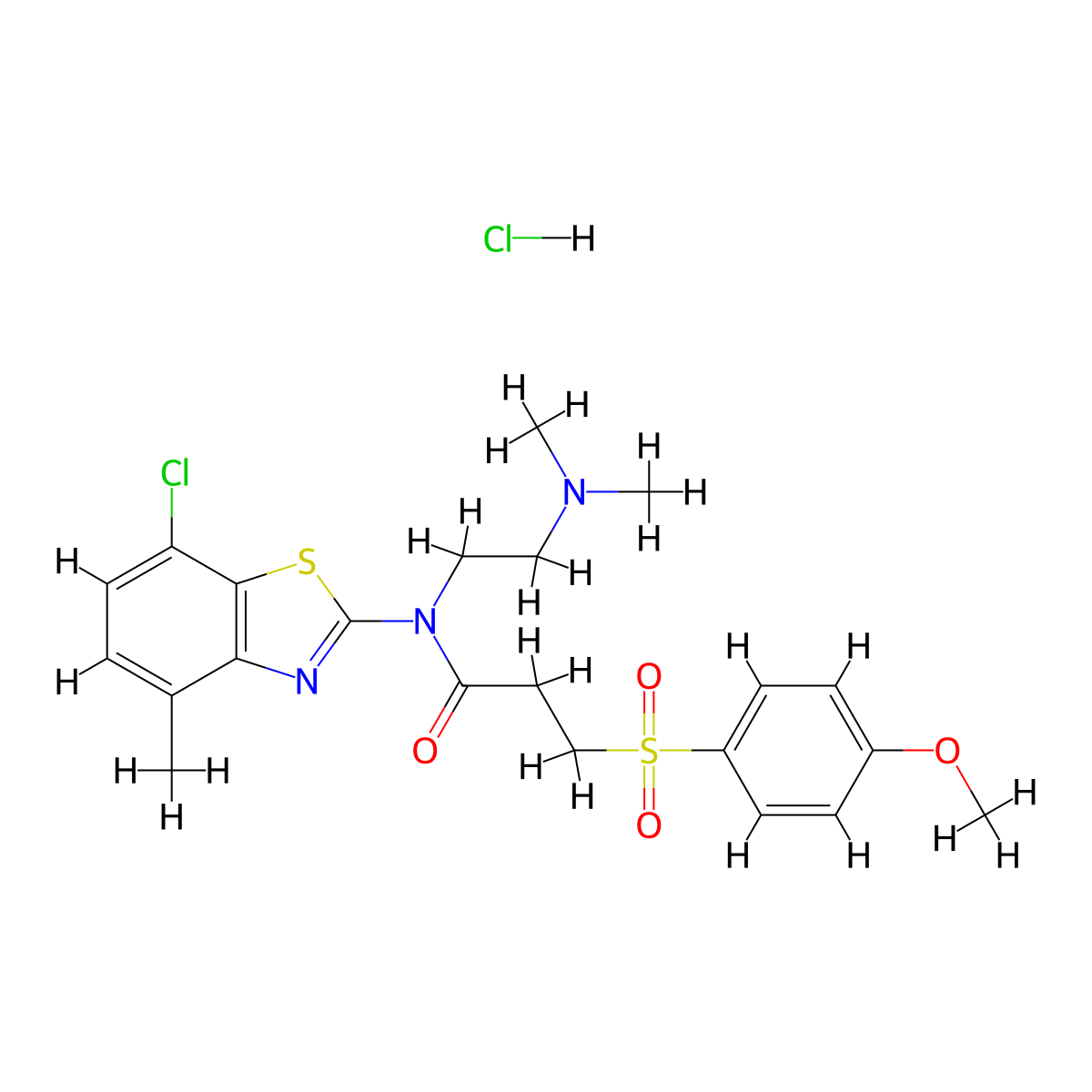 N-(7-chloro-4-methylbenzo[d]thiazol-2-yl)-N-(2-(dimethylamino)ethyl)-3-((4-methoxyphenyl)sulfonyl)propanamide hydrochloride molecular structure, CAS 1215516-91-8