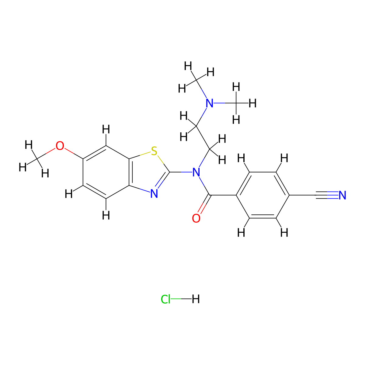 4-cyano-N-(2-(dimethylamino)ethyl)-N-(6-methoxybenzo[d]thiazol-2-yl)benzamide hydrochloride molecular structure, CAS 1215517-42-2