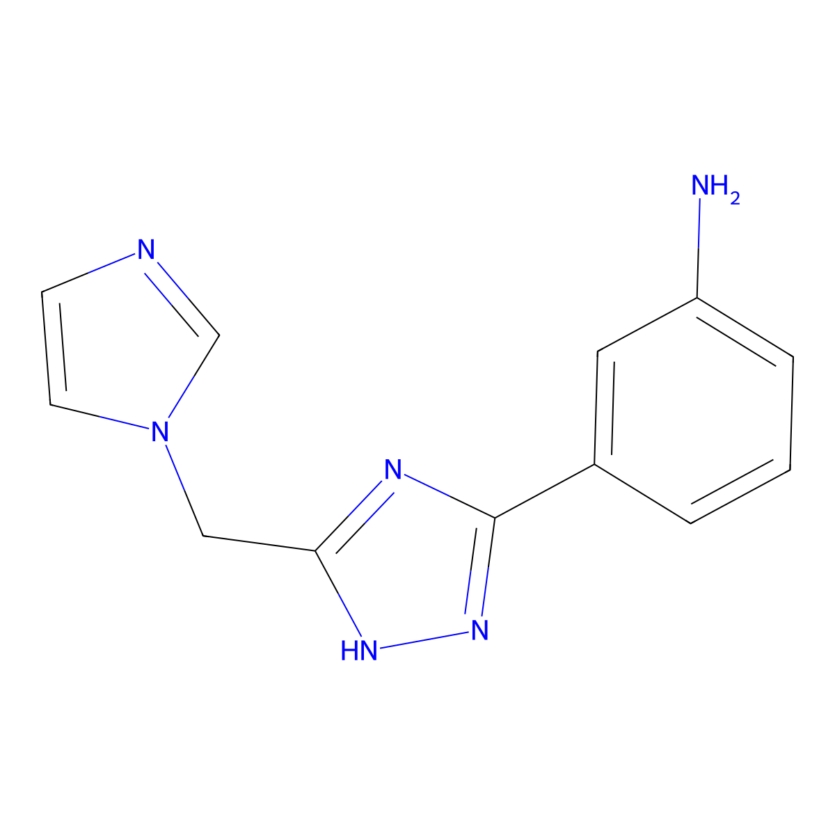 3-(3-((1H-imidazol-1-yl)methyl)-1H-1,2,4-triazol-5-yl)aniline molecular structure, CAS 1215517-63-7
