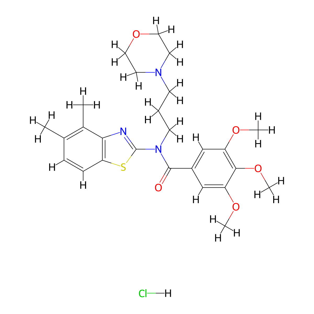 N-(4,5-dimethylbenzo[d]thiazol-2-yl)-3,4,5-trimethoxy-N-(3-morpholinopropyl)benzamide hydrochloride molecular structure, CAS 1215517-74-0