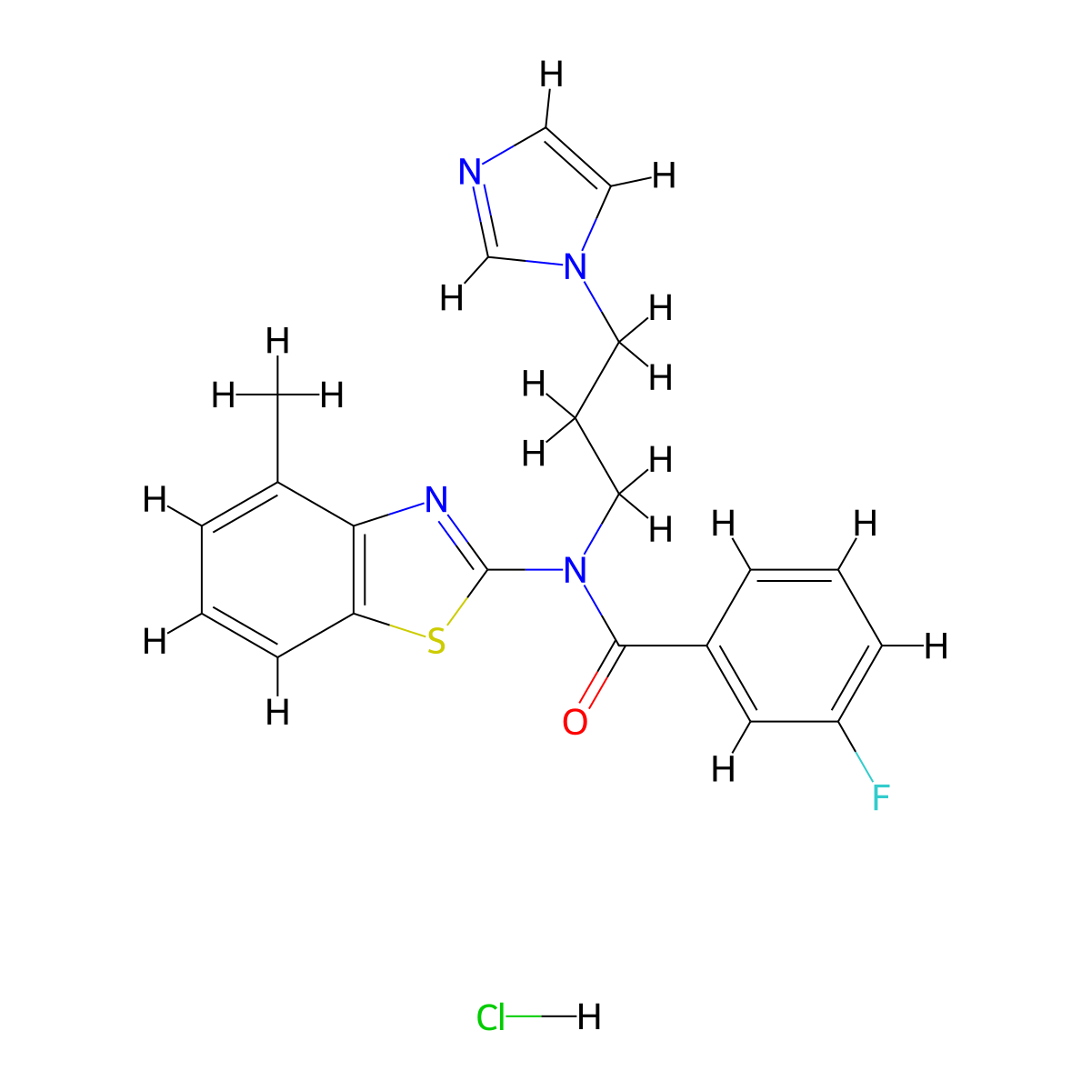 N-(3-(1H-imidazol-1-yl)propyl)-3-fluoro-N-(4-methylbenzo[d]thiazol-2-yl)benzamide hydrochloride molecular structure, CAS 1215518-53-8