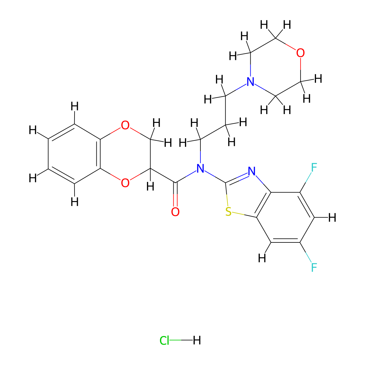 N-(4,6-difluorobenzo[d]thiazol-2-yl)-N-(3-morpholinopropyl)-2,3-dihydrobenzo[b][1,4]dioxine-2-carboxamide hydrochloride molecular structure, CAS 1215521-17-7