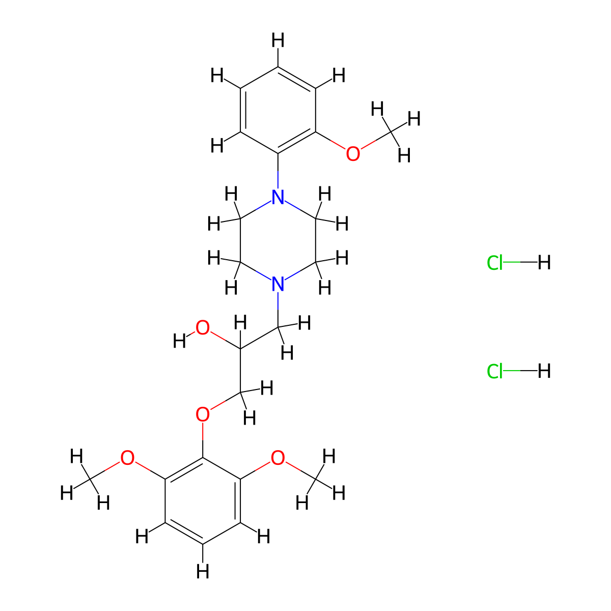 1-(2,6-Dimethoxyphenoxy)-3-[4-(2-methoxyphenyl)piperazin-1-YL]propan-2-OL dihydrochloride molecular structure, CAS 1215522-15-8