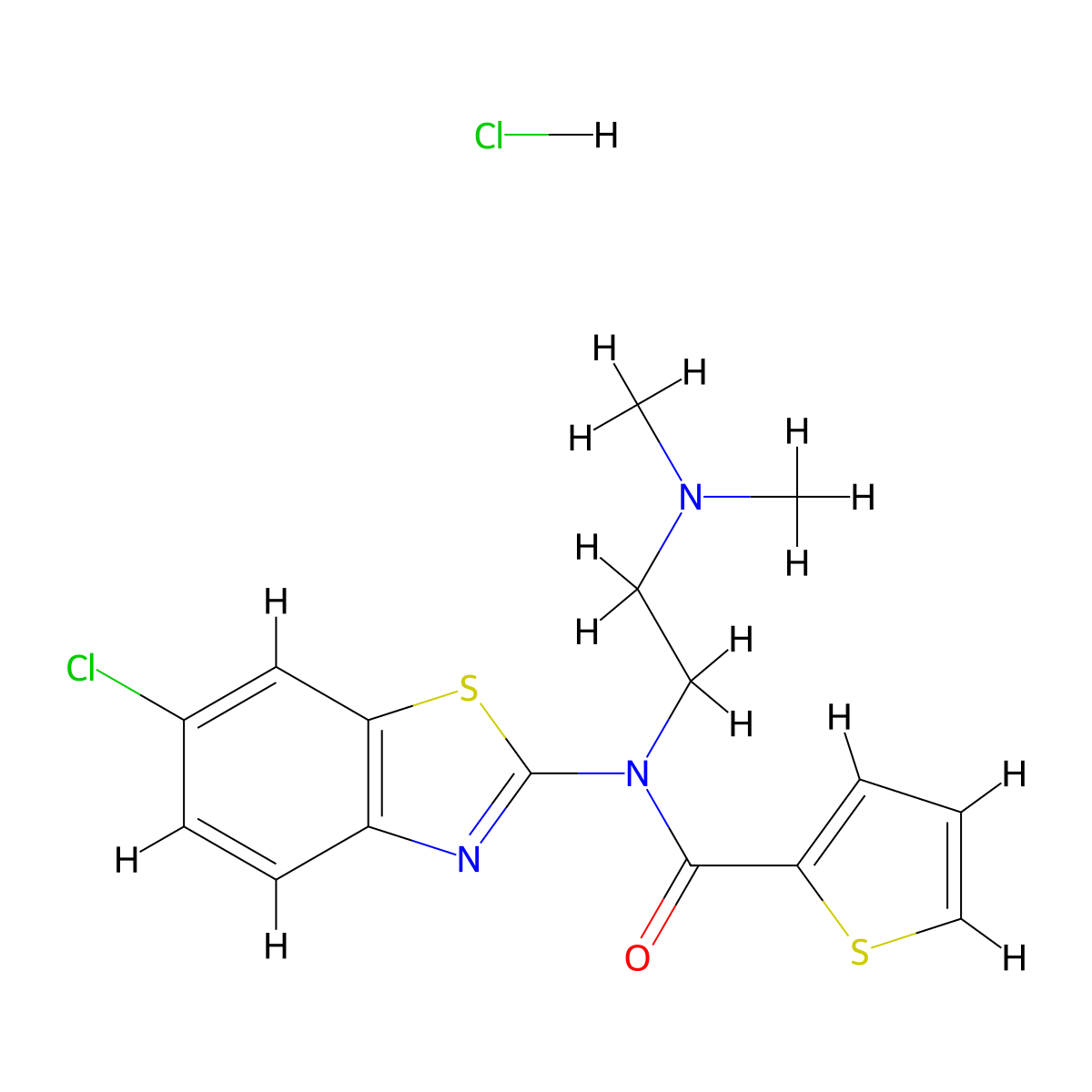 N-(6-chlorobenzo[d]thiazol-2-yl)-N-(2-(dimethylamino)ethyl)thiophene-2-carboxamide hydrochloride molecular structure, CAS 1215522-90-9