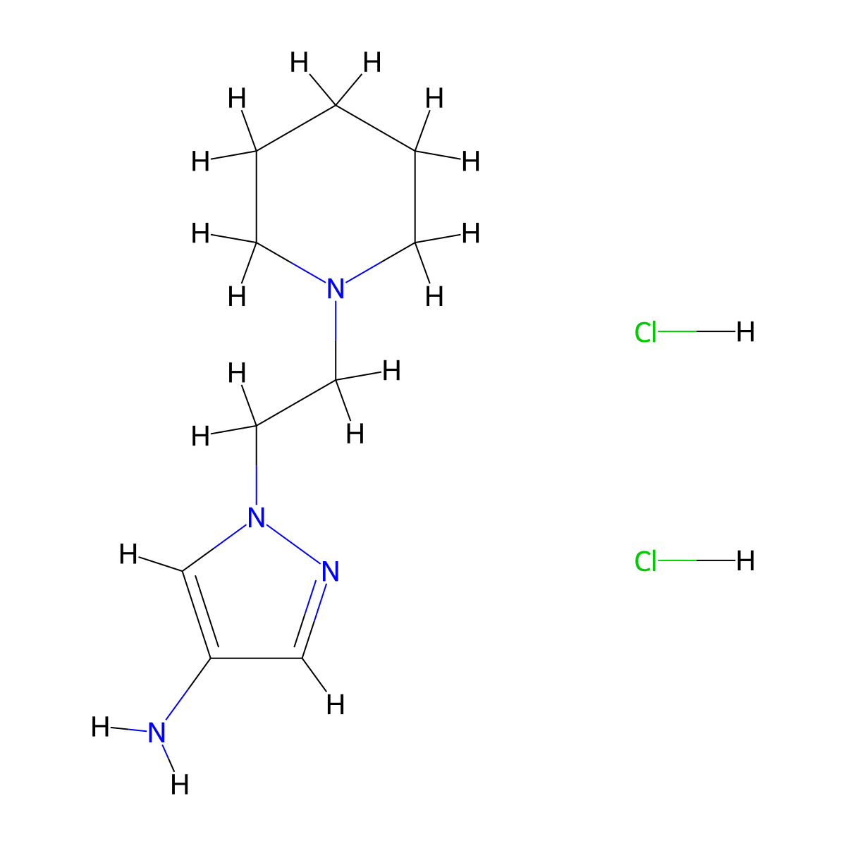 1-(2-Piperidin-1-ylethyl)-1H-pyrazol-4-amine dihydrochloride molecular structure, CAS 1215522-91-0