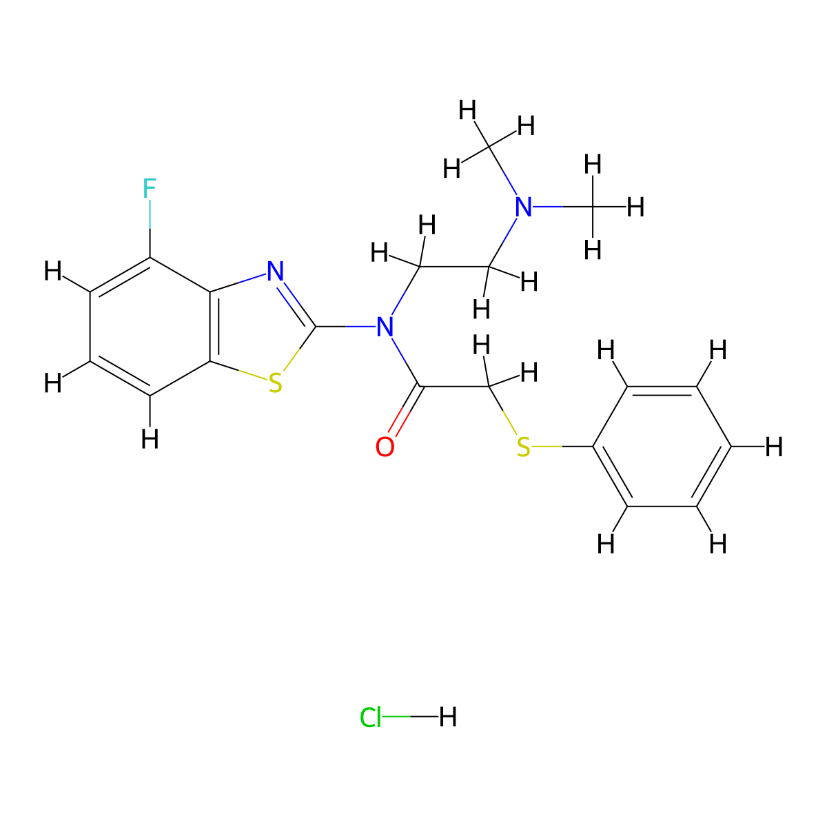 N-(2-(dimethylamino)ethyl)-N-(4-fluorobenzo[d]thiazol-2-yl)-2-(phenylthio)acetamide hydrochloride molecular structure, CAS 1215523-09-3