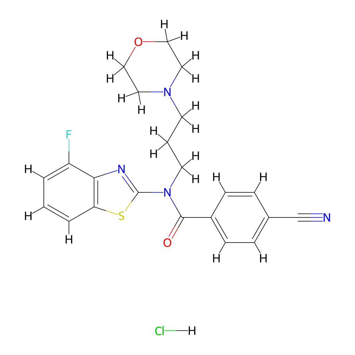 4-cyano-N-(4-fluorobenzo[d]thiazol-2-yl)-N-(3-morpholinopropyl)benzamide hydrochloride molecular structure, CAS 1215523-15-1