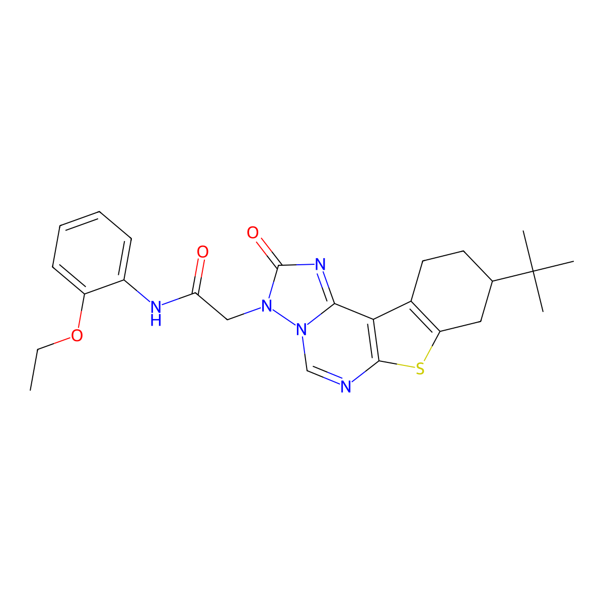 2-{13-tert-butyl-4-oxo-10-thia-3,5,6,8-tetraazatetracyclo[7.7.0.0^{2,6}.0^{11,16}]hexadeca-1(9),2,7,11(16)-tetraen-5-yl}-N-(2-ethoxyphenyl)acetamide molecular structure, CAS 1215523-26-4