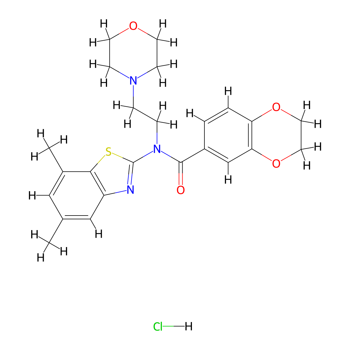 N-(5,7-dimethylbenzo[d]thiazol-2-yl)-N-(2-morpholinoethyl)-2,3-dihydrobenzo[b][1,4]dioxine-6-carboxamide hydrochloride molecular structure, CAS 1215523-78-6