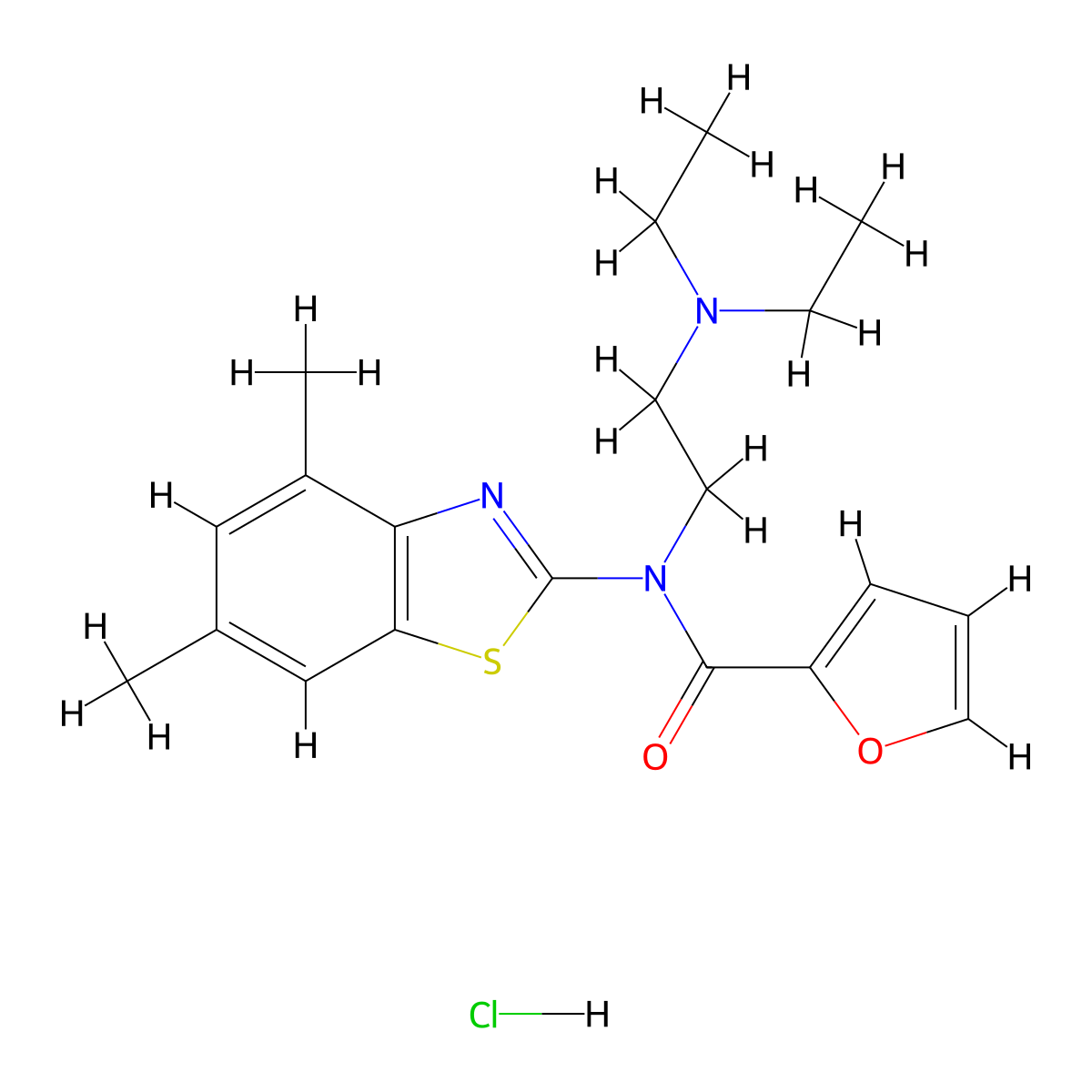 N-(2-(diethylamino)ethyl)-N-(4,6-dimethylbenzo[d]thiazol-2-yl)furan-2-carboxamide hydrochloride molecular structure, CAS 1215524-26-7