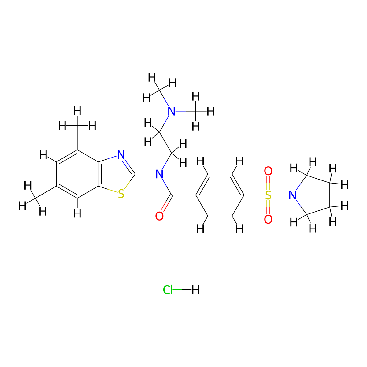 N-(2-(dimethylamino)ethyl)-N-(4,6-dimethylbenzo[d]thiazol-2-yl)-4-(pyrrolidin-1-ylsulfonyl)benzamide hydrochloride molecular structure, CAS 1215524-47-2