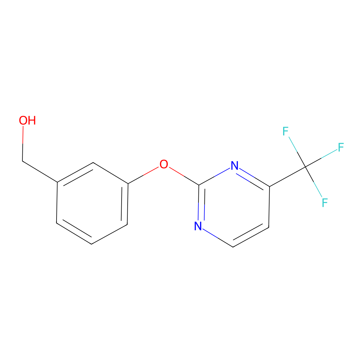 (3-((4-(Trifluoromethyl)pyrimidin-2-yl)oxy)phenyl)methanol molecular structure, CAS 1215524-83-6