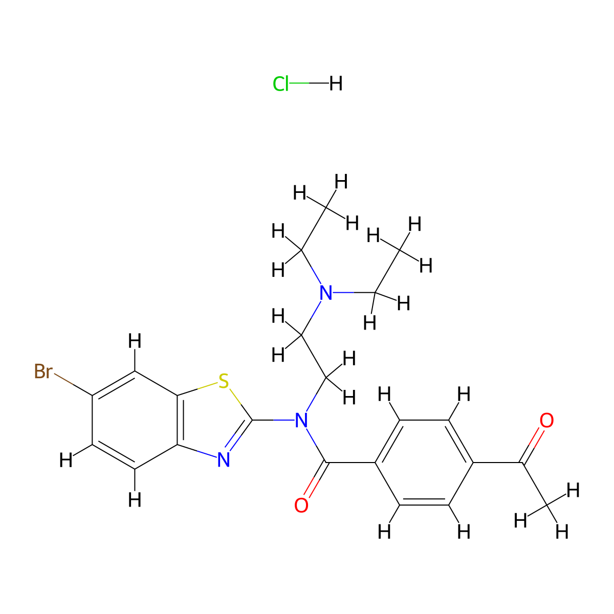 4-acetyl-N-(6-bromobenzo[d]thiazol-2-yl)-N-(2-(diethylamino)ethyl)benzamide hydrochloride molecular structure, CAS 1215528-03-2
