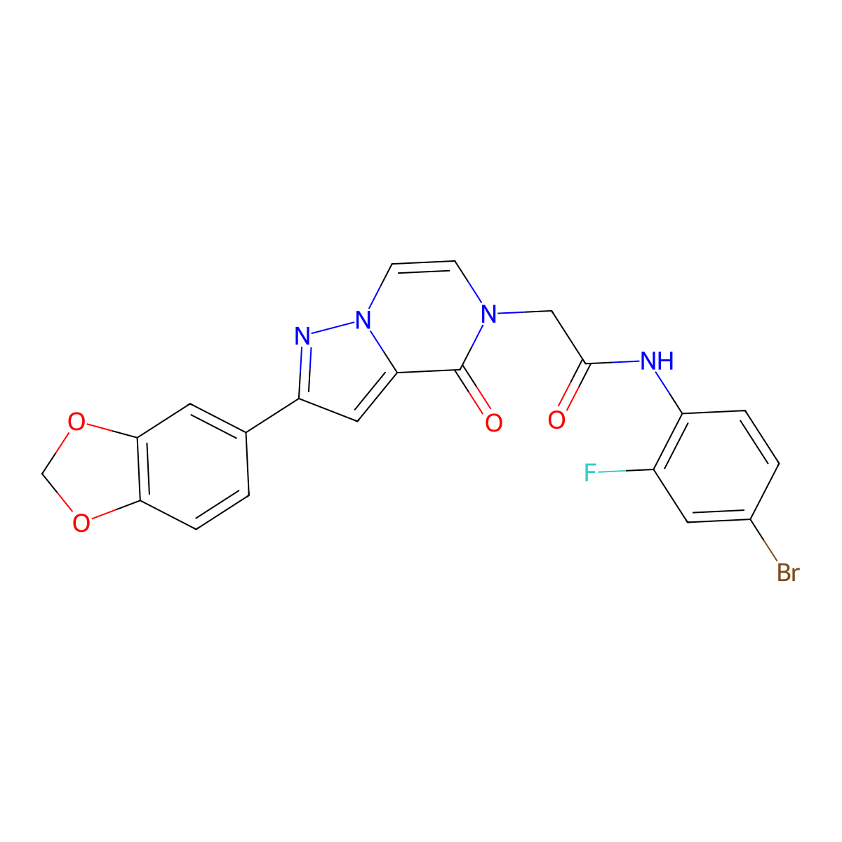 2-(2-(benzo[d][1,3]dioxol-5-yl)-4-oxopyrazolo[1,5-a]pyrazin-5(4H)-yl)-N-(4-bromo-2-fluorophenyl)acetamide molecular structure, CAS 1215529-22-8