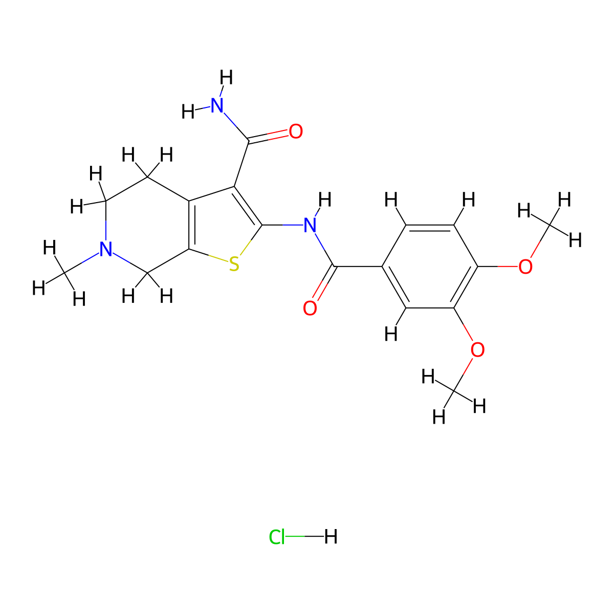 2-(3,4-Dimethoxybenzamido)-6-methyl-4,5,6,7-tetrahydrothieno[2,3-c]pyridine-3-carboxamide hydrochloride molecular structure, CAS 1215529-49-9
