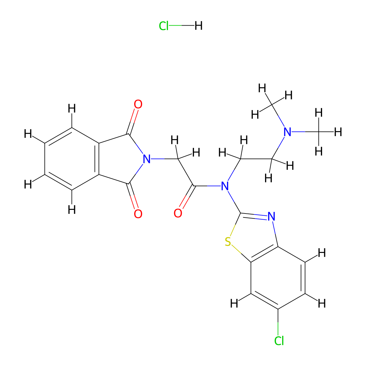 N-(6-chlorobenzo[d]thiazol-2-yl)-N-(2-(dimethylamino)ethyl)-2-(1,3-dioxoisoindolin-2-yl)acetamide hydrochloride molecular structure, CAS 1215529-76-2