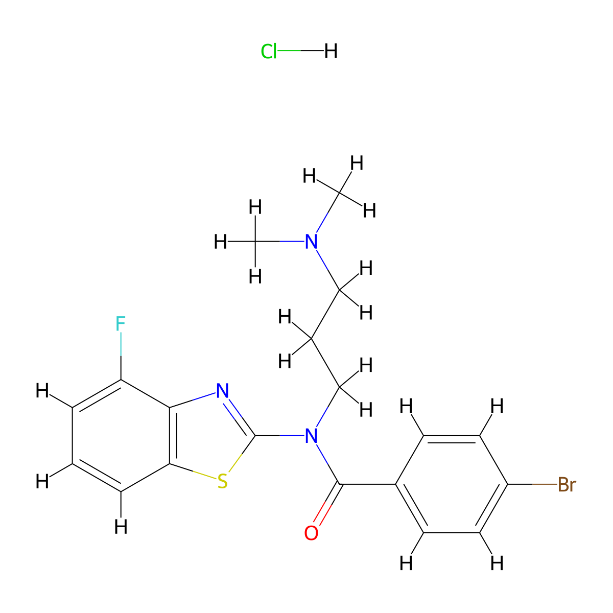 4-bromo-N-(3-(dimethylamino)propyl)-N-(4-fluorobenzo[d]thiazol-2-yl)benzamide hydrochloride molecular structure, CAS 1215530-46-3
