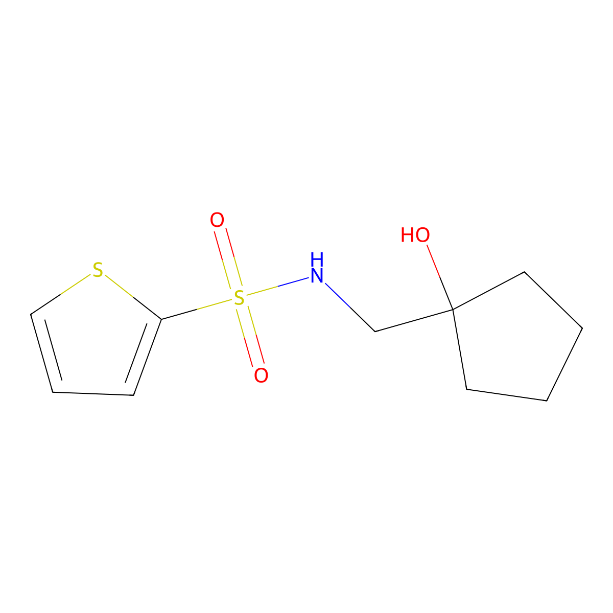 N-[(1-hydroxycyclopentyl)methyl]thiophene-2-sulfonamide molecular structure, CAS 1215533-13-3