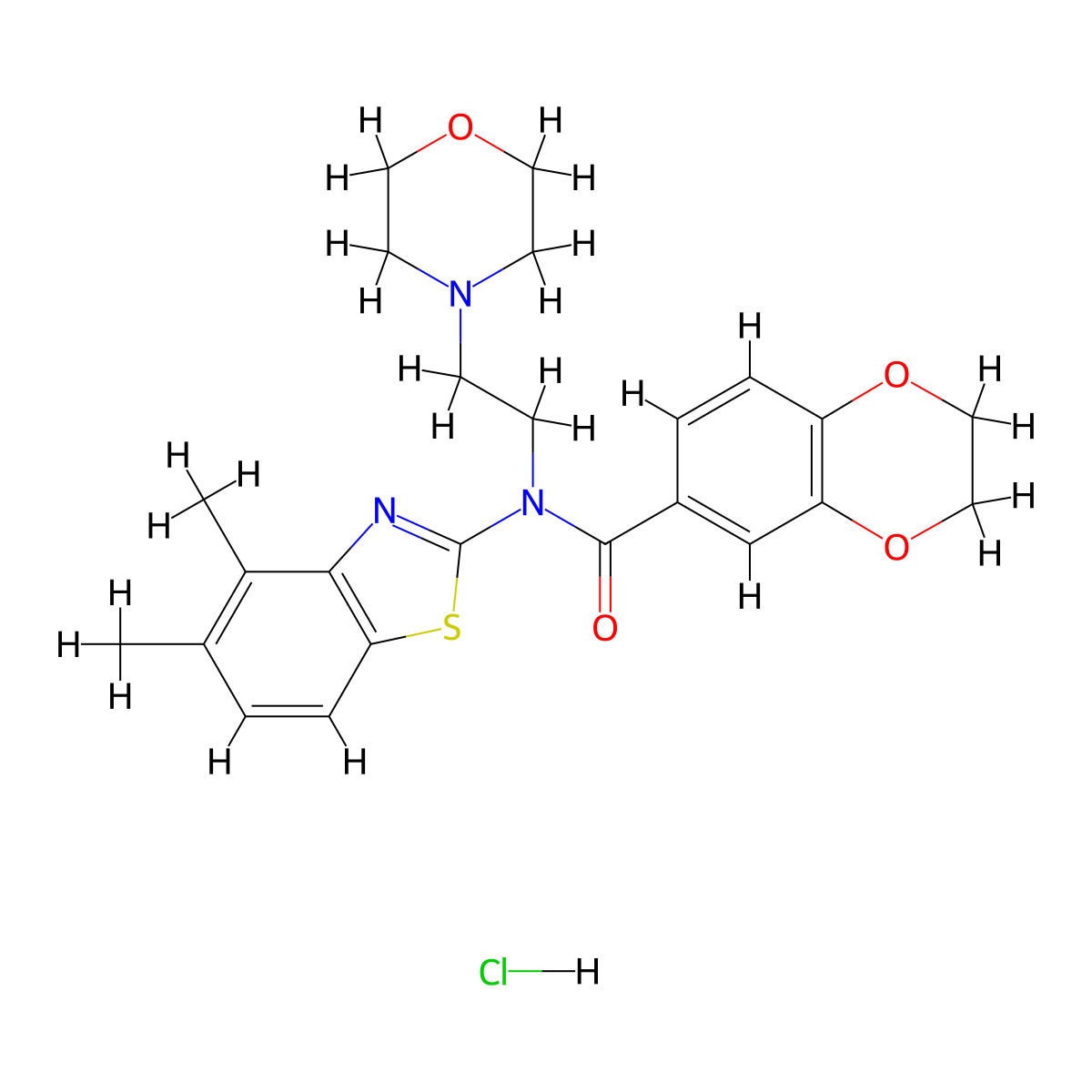 N-(4,5-dimethylbenzo[d]thiazol-2-yl)-N-(2-morpholinoethyl)-2,3-dihydrobenzo[b][1,4]dioxine-6-carboxamide hydrochloride molecular structure, CAS 1215533-39-3