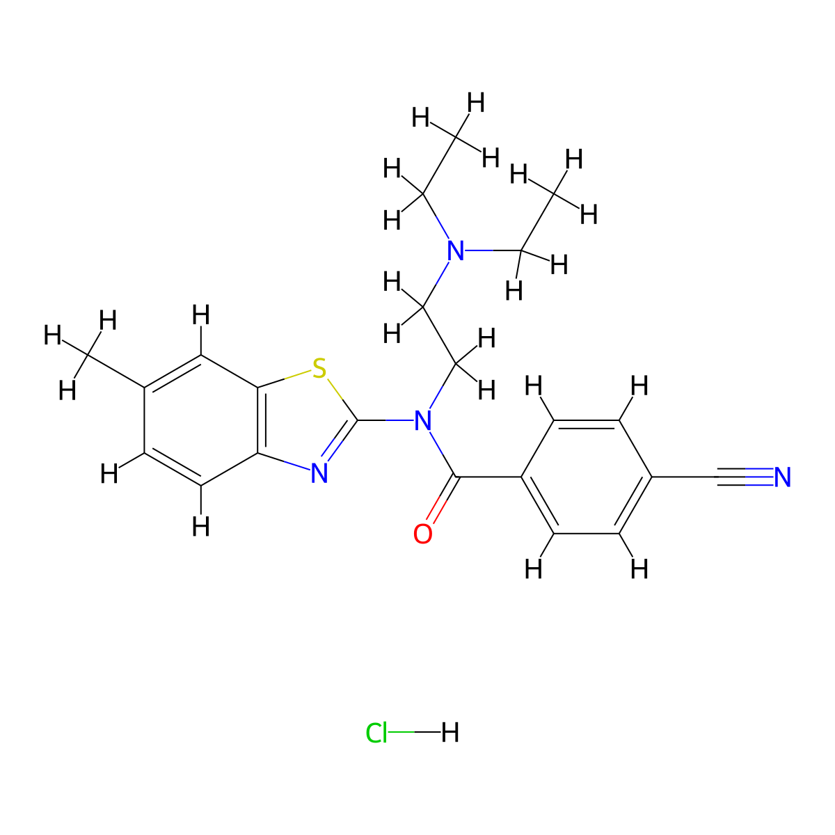 4-cyano-N-(2-(diethylamino)ethyl)-N-(6-methylbenzo[d]thiazol-2-yl)benzamide hydrochloride molecular structure, CAS 1215533-56-4