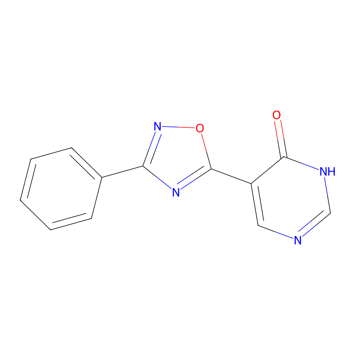 5-(3-phenyl-1,2,4-oxadiazol-5-yl)pyrimidin-4(3H)-one molecular structure, CAS 1215535-02-6