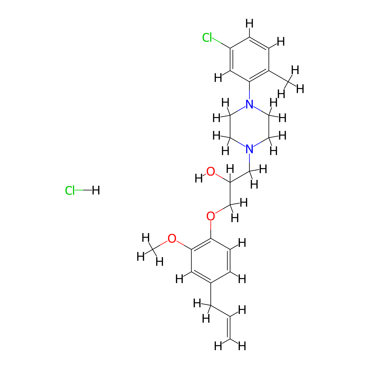 1-(4-Allyl-2-methoxyphenoxy)-3-(4-(5-chloro-2-methylphenyl)piperazin-1-yl)propan-2-ol hydrochloride molecular structure, CAS 1215536-78-9